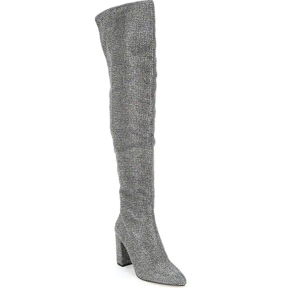 Carvela Shine Over-The-Knee Rhinestone Embellished Block Heel Boots Size 6